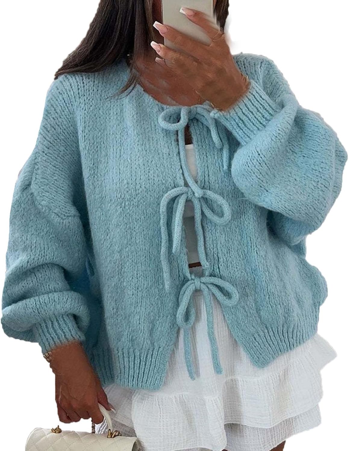 Vila - Cardigan verde mente a costine con allacciatura sul davanti | ASOS