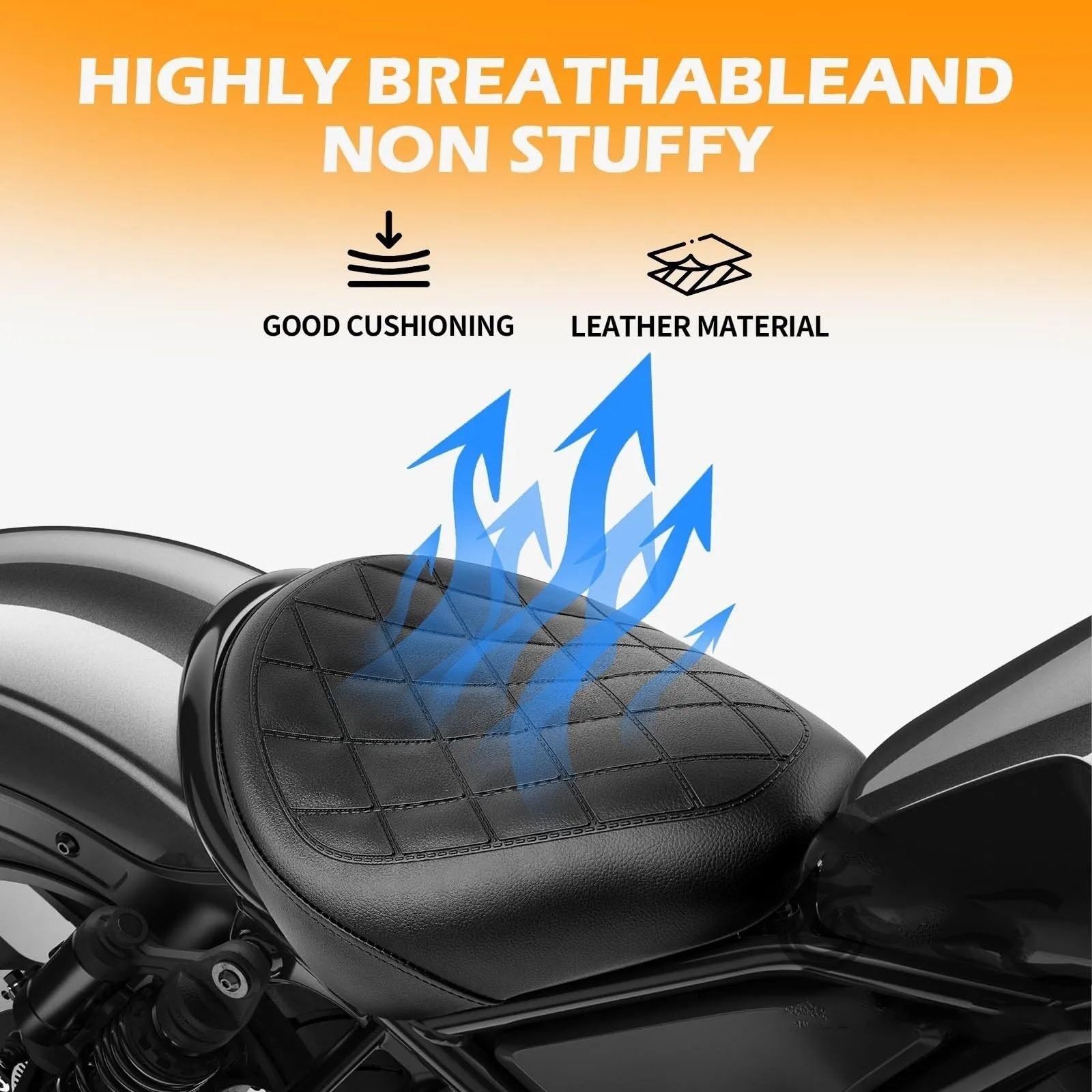 Poduszka Motocykl czarny brązowy przedni kierowca kierowca solo poduszka siedziska pasuje do Honda REBEL CMX 300 500 2017-2025 Motocykl Siedzisko(Black)