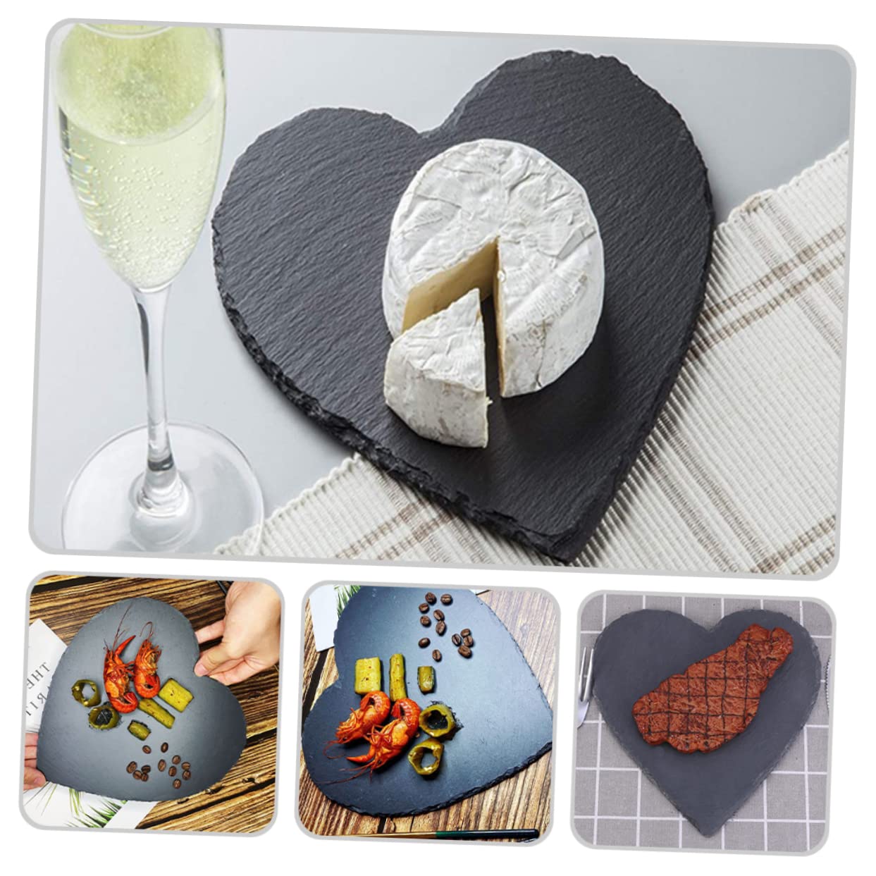 Ipetboom 2piezas Platos De Piedra Natural Placa De Pizarra Personalizada Para Carnes Postres Almacenamiento