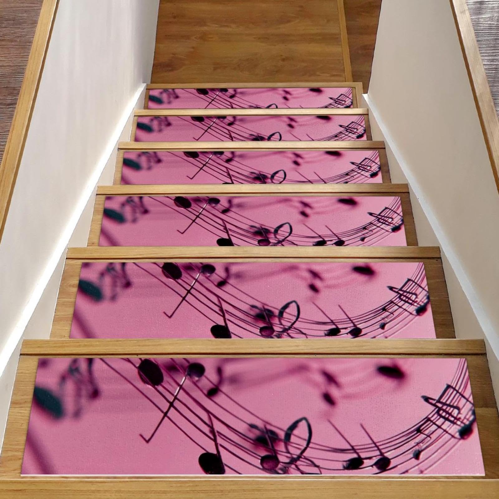 Tapis d'escalier antidérapants notes de musique roses contre les bruits