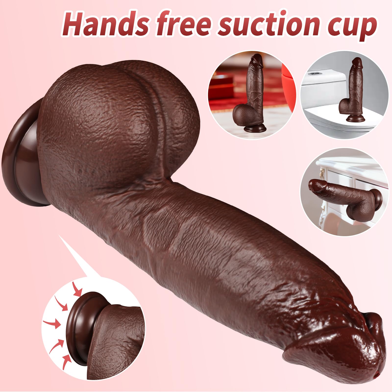 High Quality Black 8in Realistic Squirting Dildo Body-Safe Silicone Suction Cup for G-Spot & Anal Play