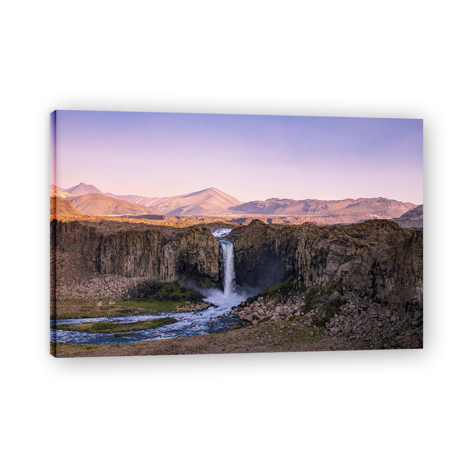 VHdfgTY The Waterfall Rushes DownSerene Mountain Landscape Canvas Wall Art Nature Wall Decor for Home 80x120cm Framed