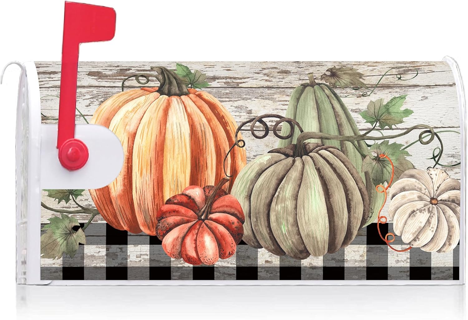 Texupday Fall Pumpkin Wood Board Decoration Mailbox Cover with Magnetic Strip Autumn Harvest Mailbox Wraps Post Letter Box Cover Standard Size 21" X 18" Garden Farm Outdoor Yard Decor