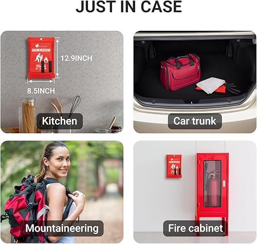 Miniatura 5 de Lancryen Emergency Fire Blanket, Fire Extinguisher Blanket, Fire Suppression Fabric, Flame Retardant Towel Fire Safety Cloth for Home, Kitchen