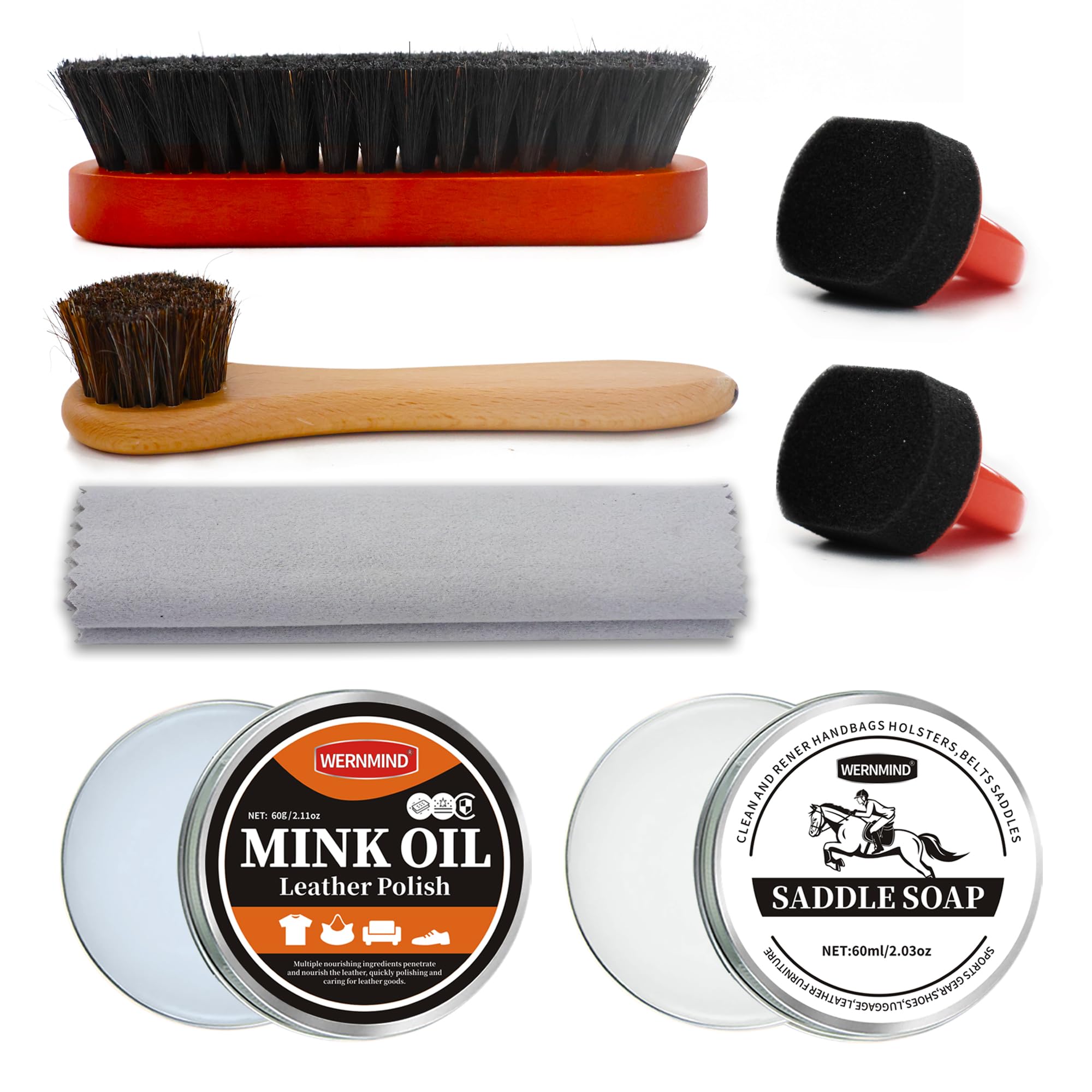 Black Brown Shoe Polish Kit Saddle Soap Mink Oil Boots Shoe Shine
