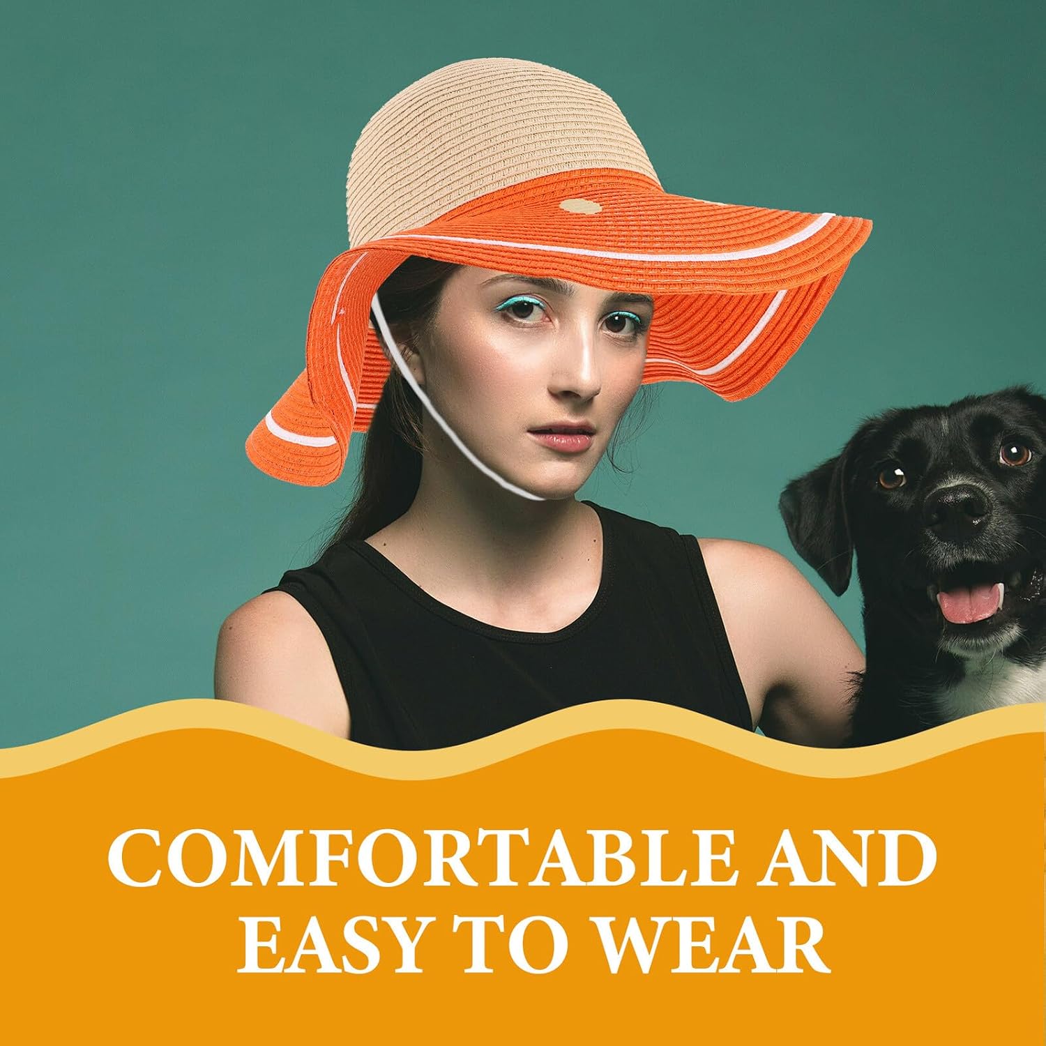 Totority Women’s Watermelon Straw Hat Wide Brim Orange Straw Sun Hat UV Protection Summer Beach Vacation Outdoor 56-58cm
