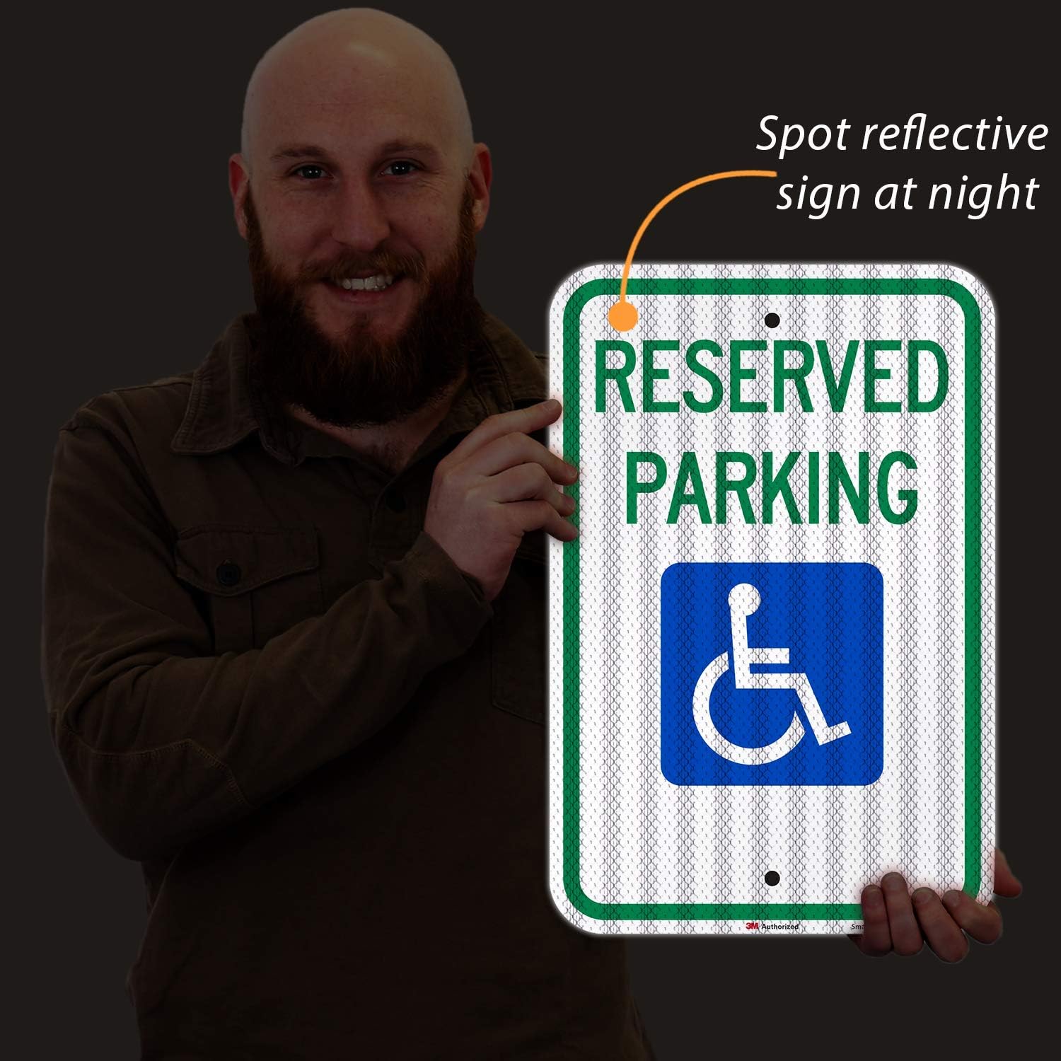 "Reserved Parking" Federal Handicap Parking Sign By SmartSign | 12" x 18" 3M High Intensity Grade Reflective Aluminum