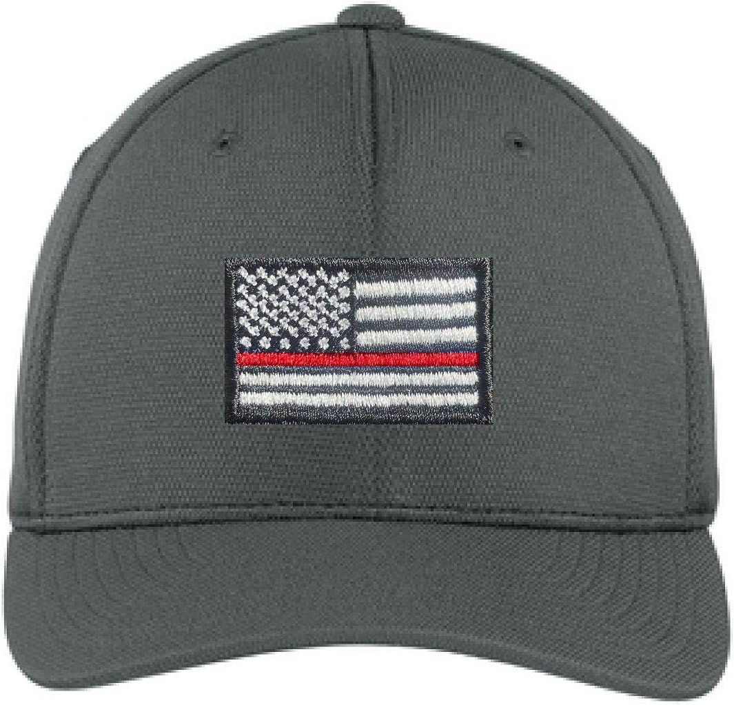 Thin Red Line Subdued American Flag Firefighter Flexfit Baseball Trucker Hat