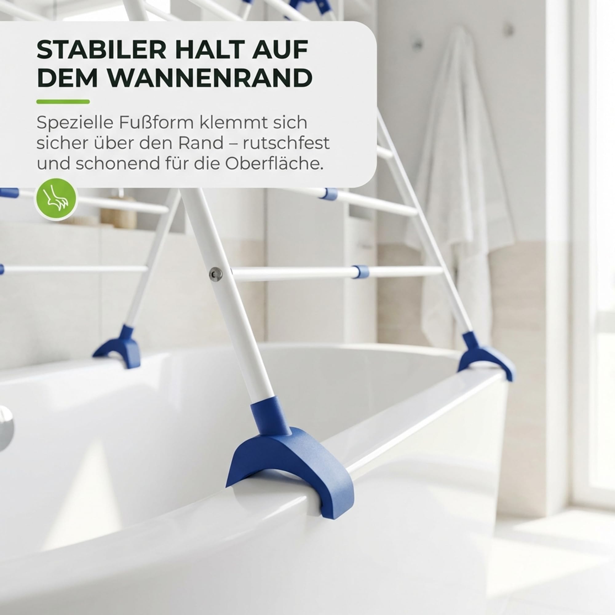 Gardissimo Metall Wäschetrockner Tumby XL für Badewanne | Ausziehbar, Klappbar, Stabil