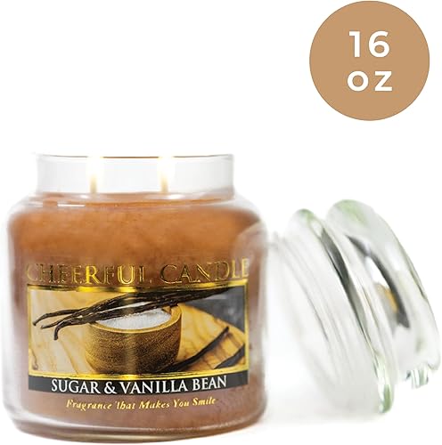Miniatura 2 de A Cheerful Giver - Sugar & Vanilla Bean - Tarro de vela perfumado mediano de 16 onzas con tapa - Vela alegre - 80 horas de tiempo de combustión,