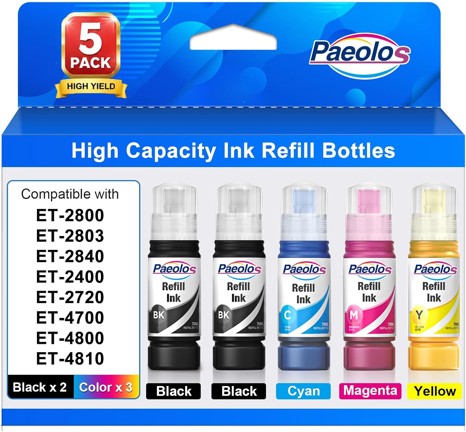Paeolos Compatible Ink Refill Bottles Replacement for Epson 522 Ink Refill