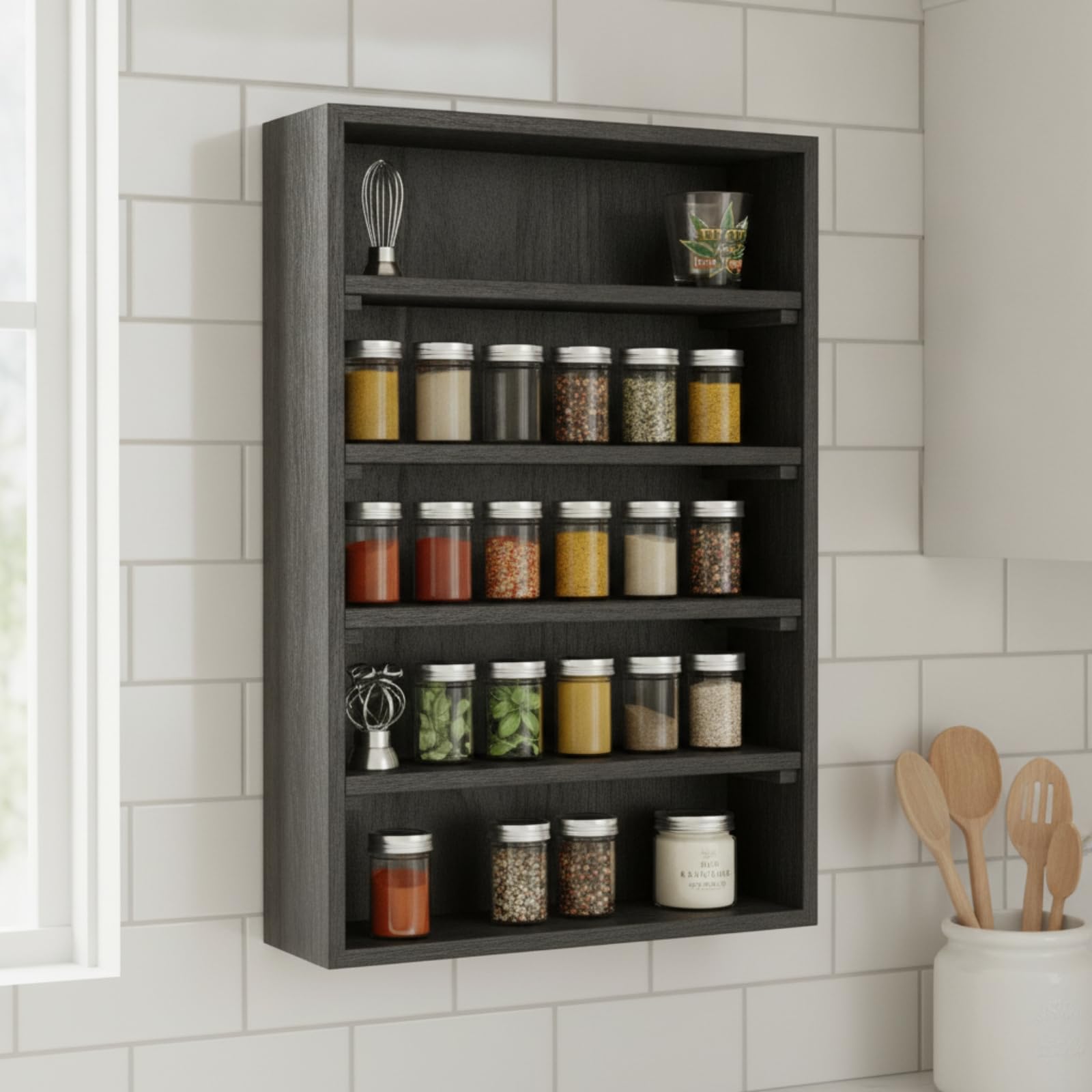 Estante Pared con Compartimentos Estrecho Estantería Multiusos Repisa Flotante para Cocina