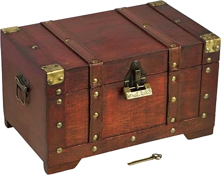 Brynnberg - Vintage Decorative Pirate Treasure Chest Storage Box - Miami 11x6.7x6.3 - Unique Handmade Durable Wooden/Wood Chest Box with Lock - The Best Gift