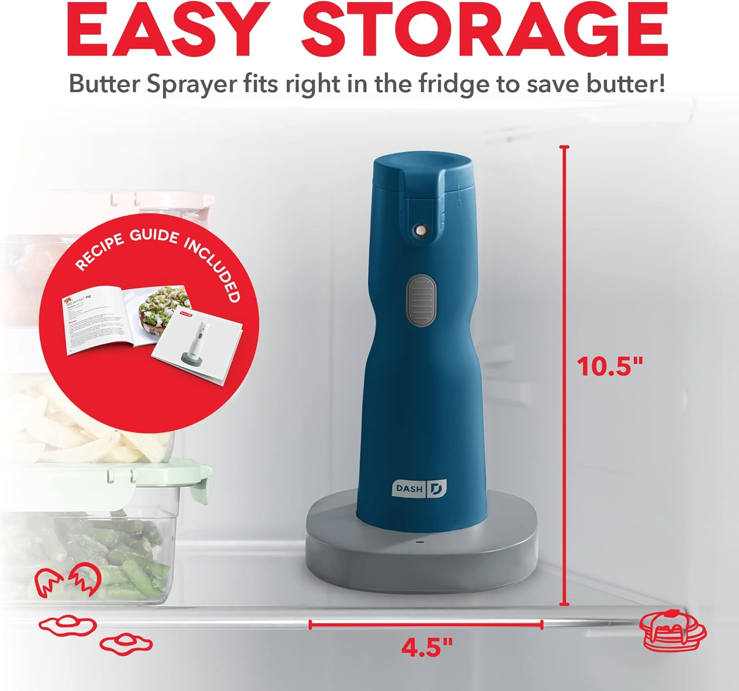 DASH SmartStore™ Deluxe Stirring Popcorn Maker with Large Lid for Serving Bowl and Storage, 24 Cups – Aqua + Dash Electric Butter Sprayer, Cordless Butter Sprayer for Popcorn, Toast and More - White