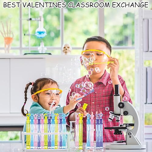 Miniatura 6 de Tarjetas del día de San Valentín para niños con mini varitas de burbujas, 36 piezas de diseños de San Valentín, tarjetas de regalo de felicitación