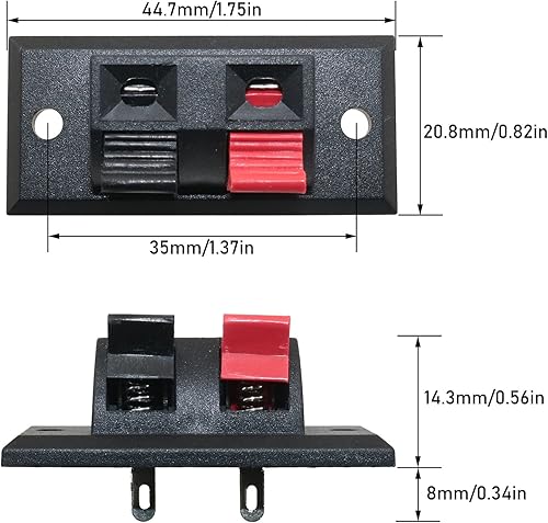 Miniatura 4 de Clip de conexión de resorte de altavoz, conector de liberación de empuje de resorte de enchufe de 20 piezas, bloque de tira de terminales de altavoz