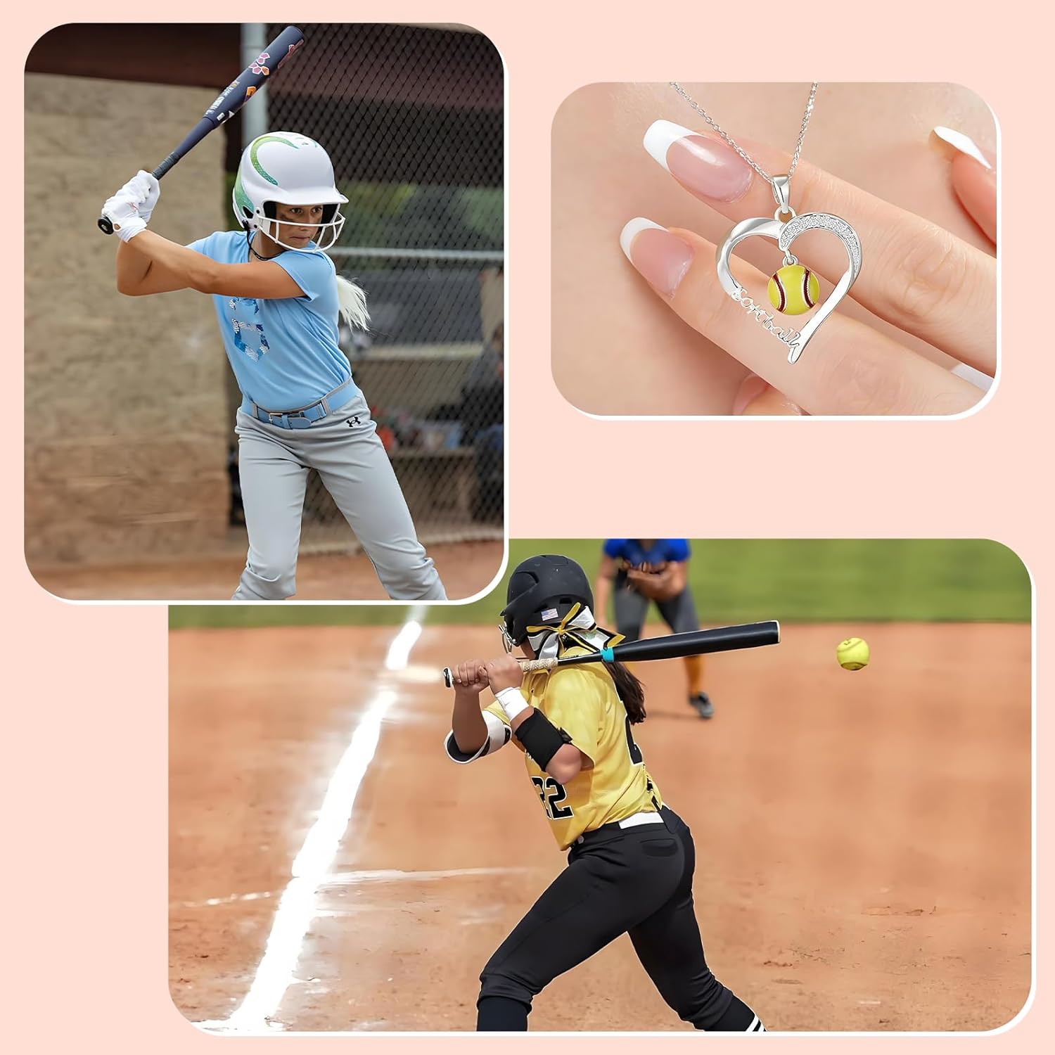 Softball/Soccer/Volleyball/Basketball/Baseball Pendant Necklace for Women, Hypoallergenic Sport Necklace Birthday Christmas Graduation Valentines Gifts for Sports Fans 16+3 Inches - Image 4