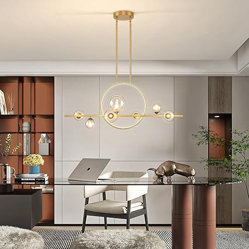 Miniatura 10 de KELUOLY 10 lámparas colgantes modernas, 54 pulgadas, color negro, regulable, de mediados de siglo, para comedor, grandes burbujas, luces lineales de