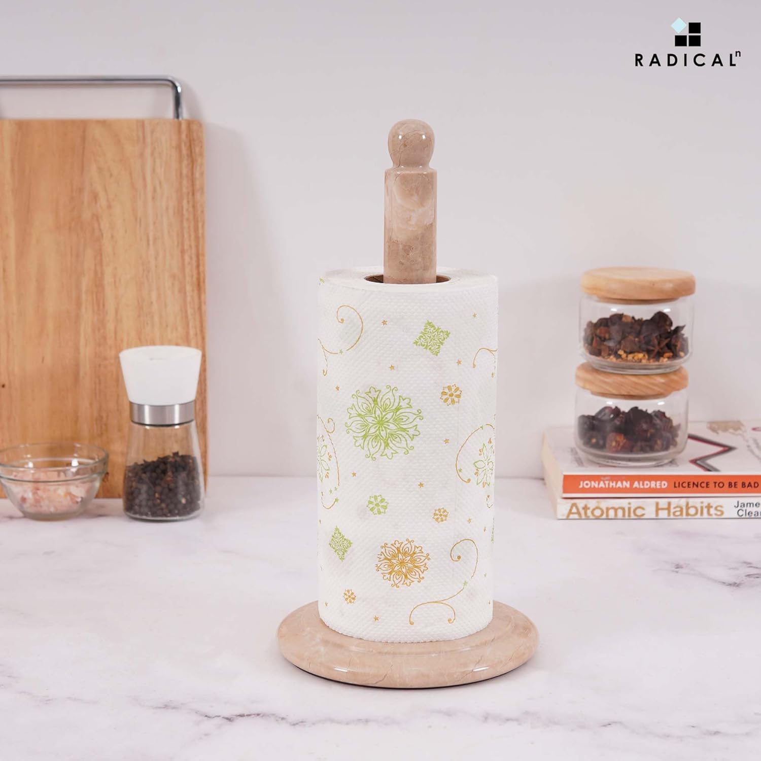 RADICALn Marble Paper Towel Holder Countertop 12.5" Inch Verona Handmade Paper Towels Holders for Kitchen Countertop Organizer, Toilet Paper Stand for Bathroom Counter Accessories
