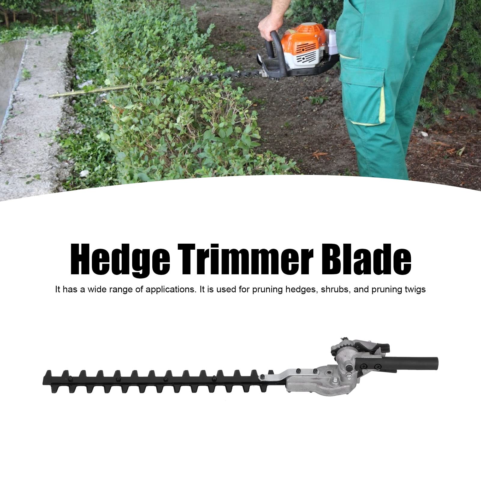 Cocoarm Cabezal de Cortasetos de Acero Al Manganeso Accesorio para Cortasetos 28 Mm Eje de 9 Dientes Hoja de 43,5 Cm para Podar Setos, Arbustos y Ramitas con Carcasa de Aleación de Aluminio