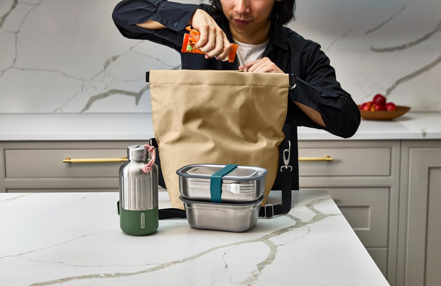 BLACK + BLUM Insulated Lunch Bag 10L - Recycled Roll Top Cool Bag With Shoulder Strap, Leak Proof Thermal Cooler for Women & Men, Reusable Packed Meal Carrier, BPA Free (Clay)