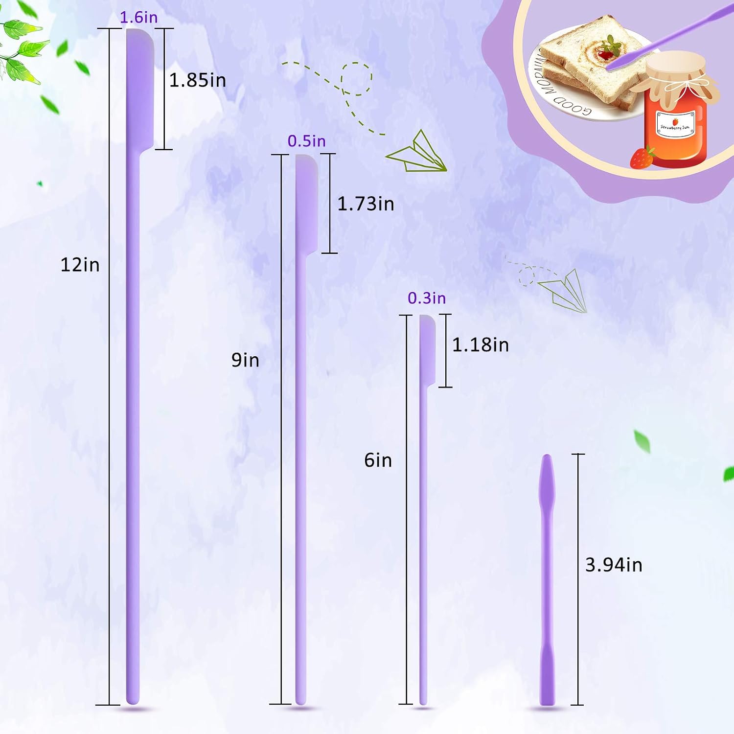 Silicone Makeup Spatula Lotion Spatula Scraper Silicone Bottle Scraper Kitchen Stirring Spatula for Kitchen, Beauty, Nail Polish, 3 Sizes (Purple, 4)