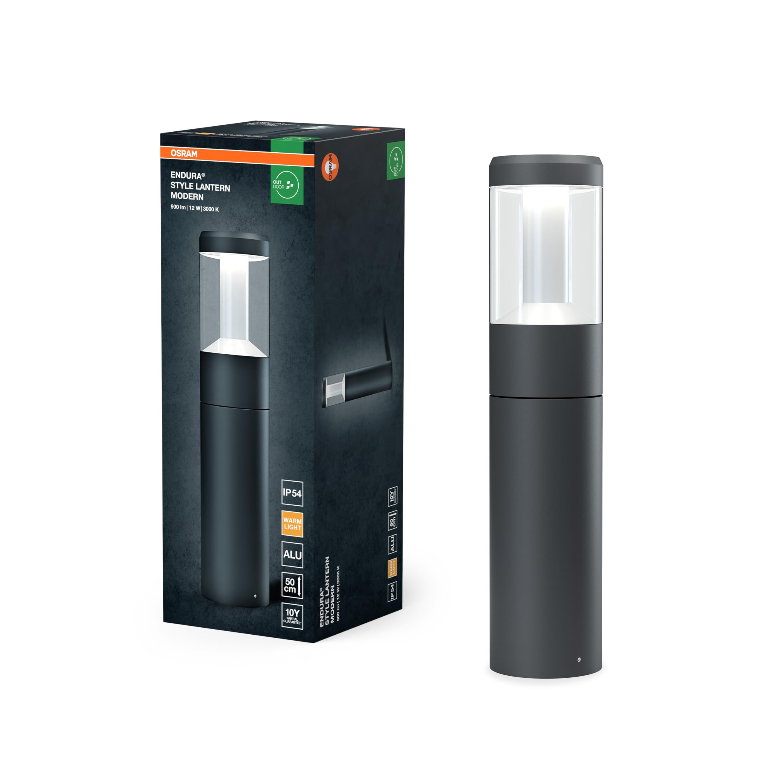 OSRAM ENDURA Style nowoczesna lampa ogrodowa LED 50 cm, słupek oświetleniowy o niskim poziomie olśnienia w kolorze ciemnoszarym, wykonany z aluminium, stopień ochrony IP54, do oświetlenia ścieżek