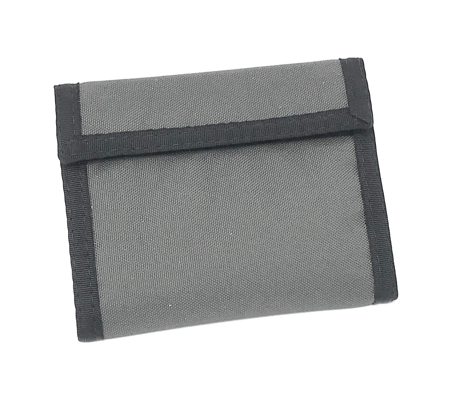 Rainbow of California RFID Credit Card Bifold Hook & Loop Wallet. Made in USA (Smoke - Black Trim)