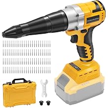 Cordless Rivet Gun Tool for Dewalt 20V Max Battery, Brushless Electric Automatic Rivet Gun for Rivets 1/8'', 5/32'', 3/16", Pop Rivet Tool with 100PCS 5/32'' Rivets for Metal, Plastic No Battery