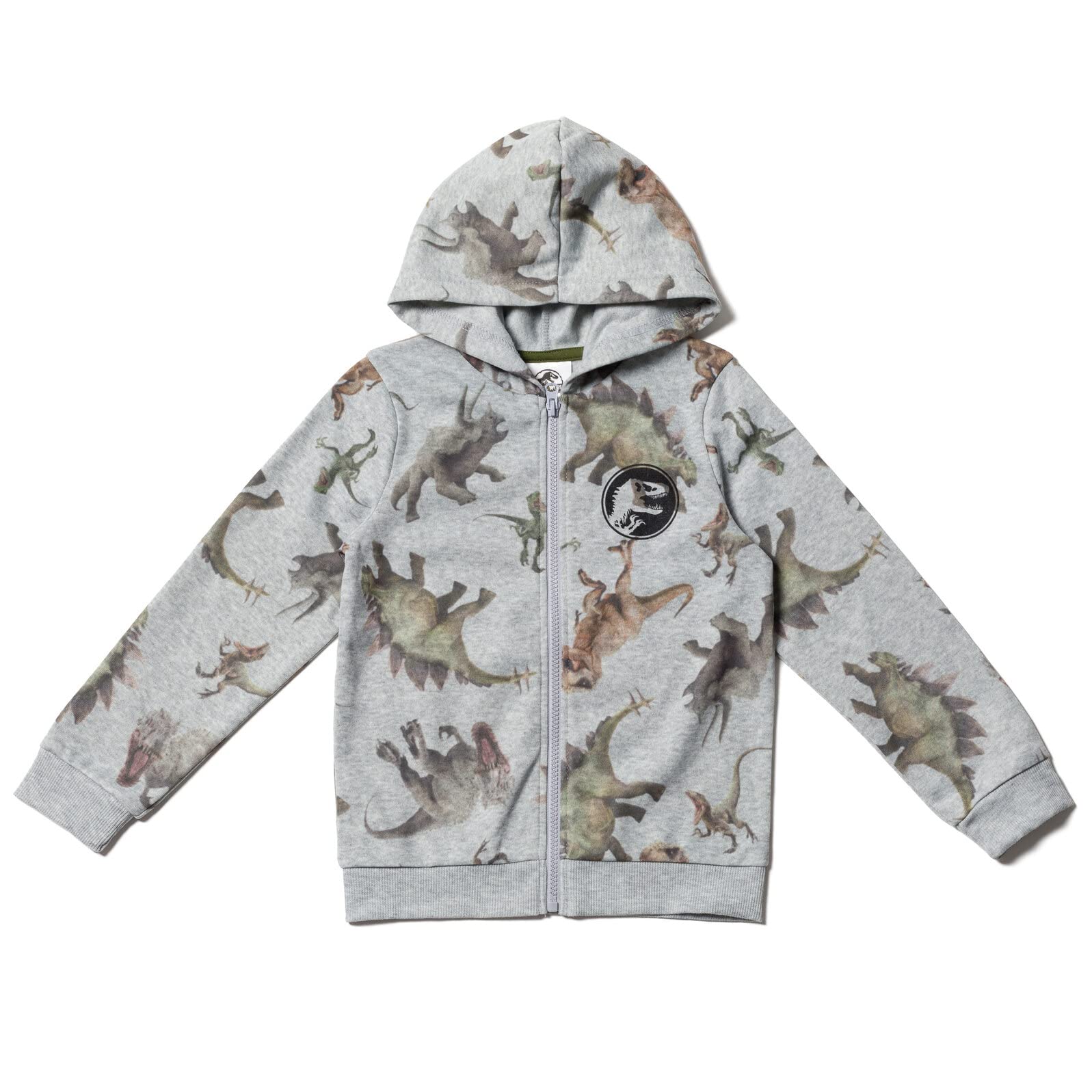 Jurassic World Dinosaurier-T-Rex-Fleece-Kapuzenpullover-Set mit Reißverschluss für kleine Kinder bis große Kinder