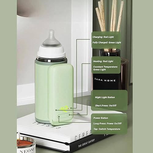 Miniatura 8 de Calentadores de biberones portátiles Calentador de biberones recargable por USB, calentador de biberones para viajes con pantalla digital, batería