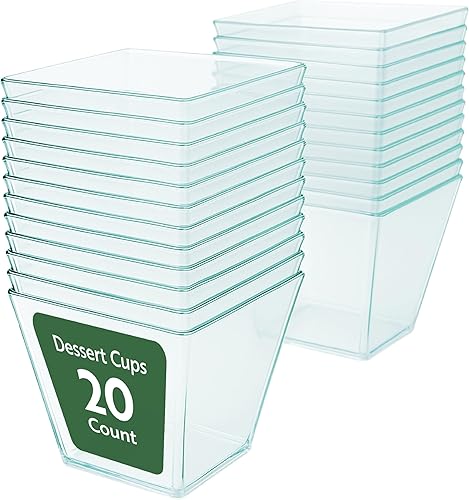 Restaurantware Copas Kova grandes de 8 onzas con 20 vasos desechables para postre  Las tapas se venden por separado resistentes vasos de plástico