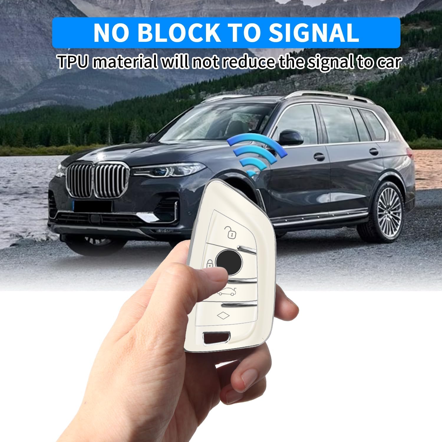 QBUC for BMW Key Fob Cover with Leather Keychain,for BMW 2 5 6 7 Series X1 X2 X3 X5 X6 X7 Premium Soft TPU Key Fob Holder - Image 5