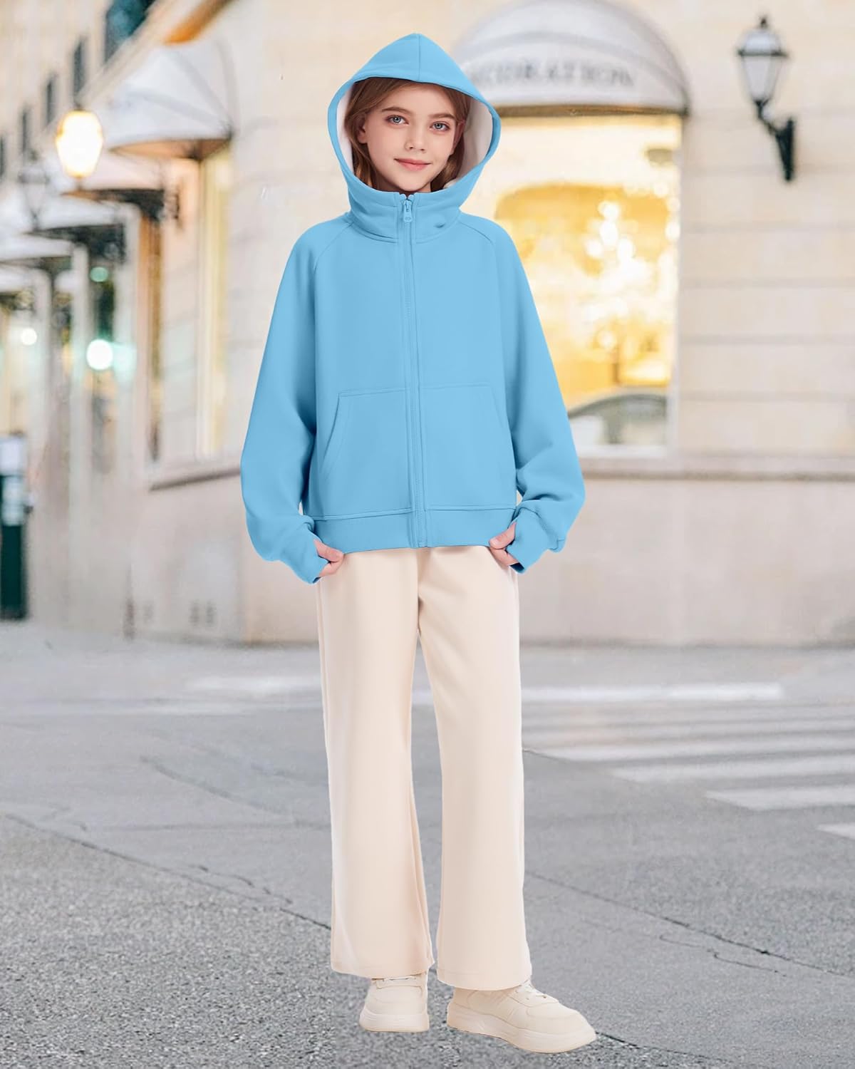 Girls Zip Up Hoodies Teen Fleece Full-Zip Sweatshirts Jacket Casual Hoodie with Pocket 5-14Y - Image 7