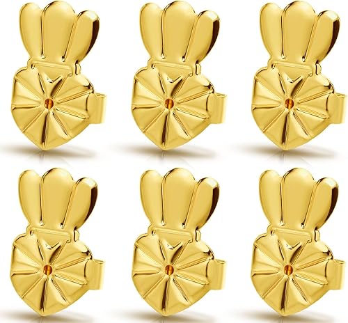 3 pares de aretes para orejas caídas, plata de ley 925, levantadores de aretes ajustables hipoalergénicos para aretes pesados (dorado)