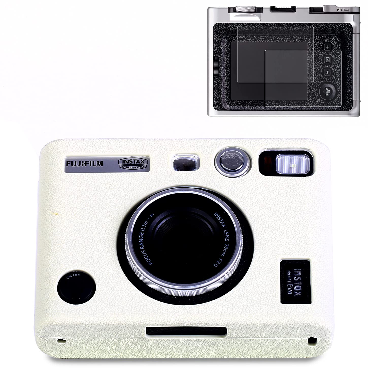 Pocoukate Protective Case for Instax Mini EVO, Soft Silicone Cover Bag with Screen Protector for Fujifilm Instax Mini EVO Instant Camera - Light-Grey