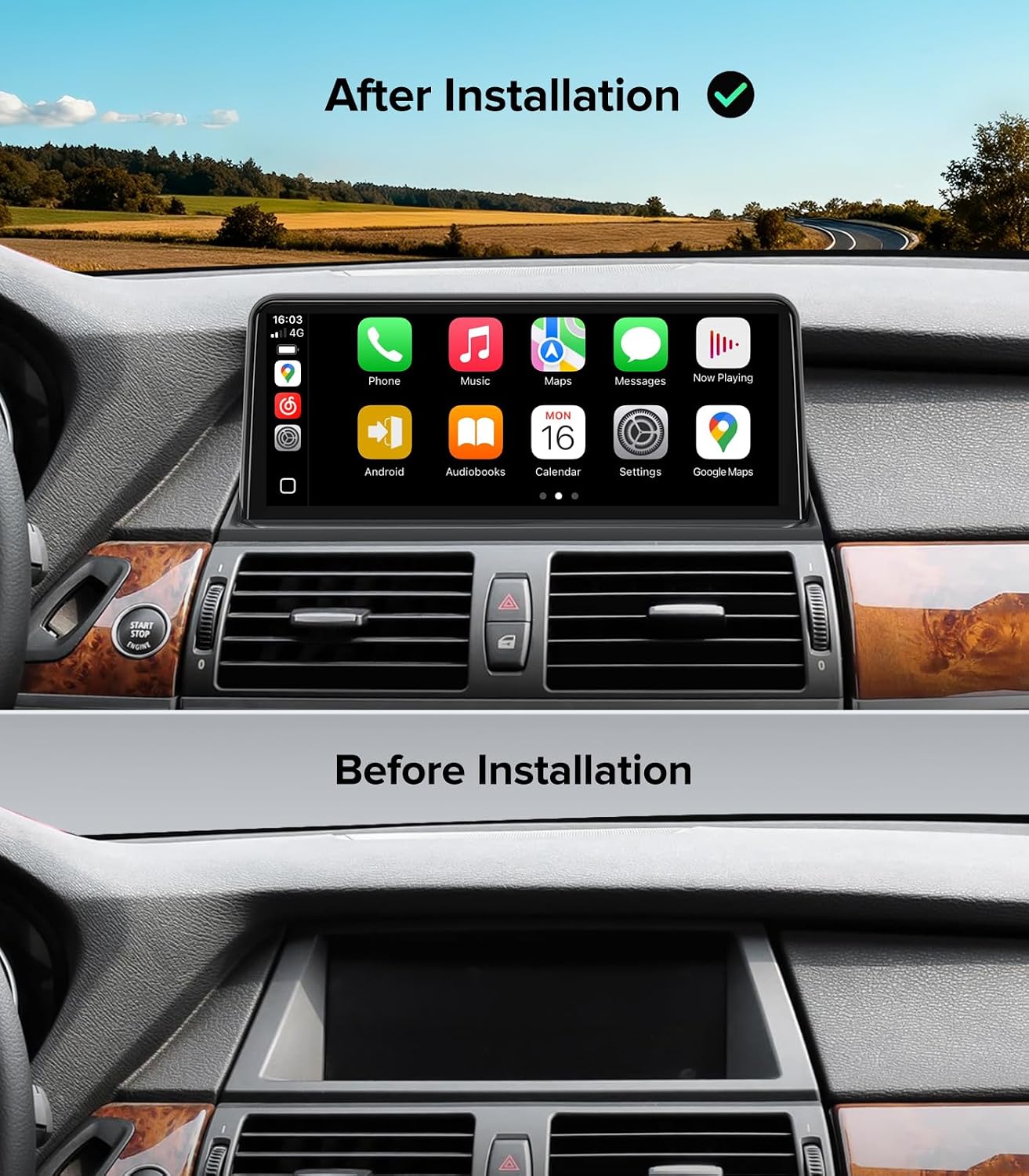 10.25" Linux Car Stereo Carplay for BMW X5 E70 X6 E71 (2011-2013) CIC System ONLY - Fast Boot Wireless CarPlay Android Auto Radio, 1280x480 IPS Touch Screen, Retains OEM iDrive & Menu