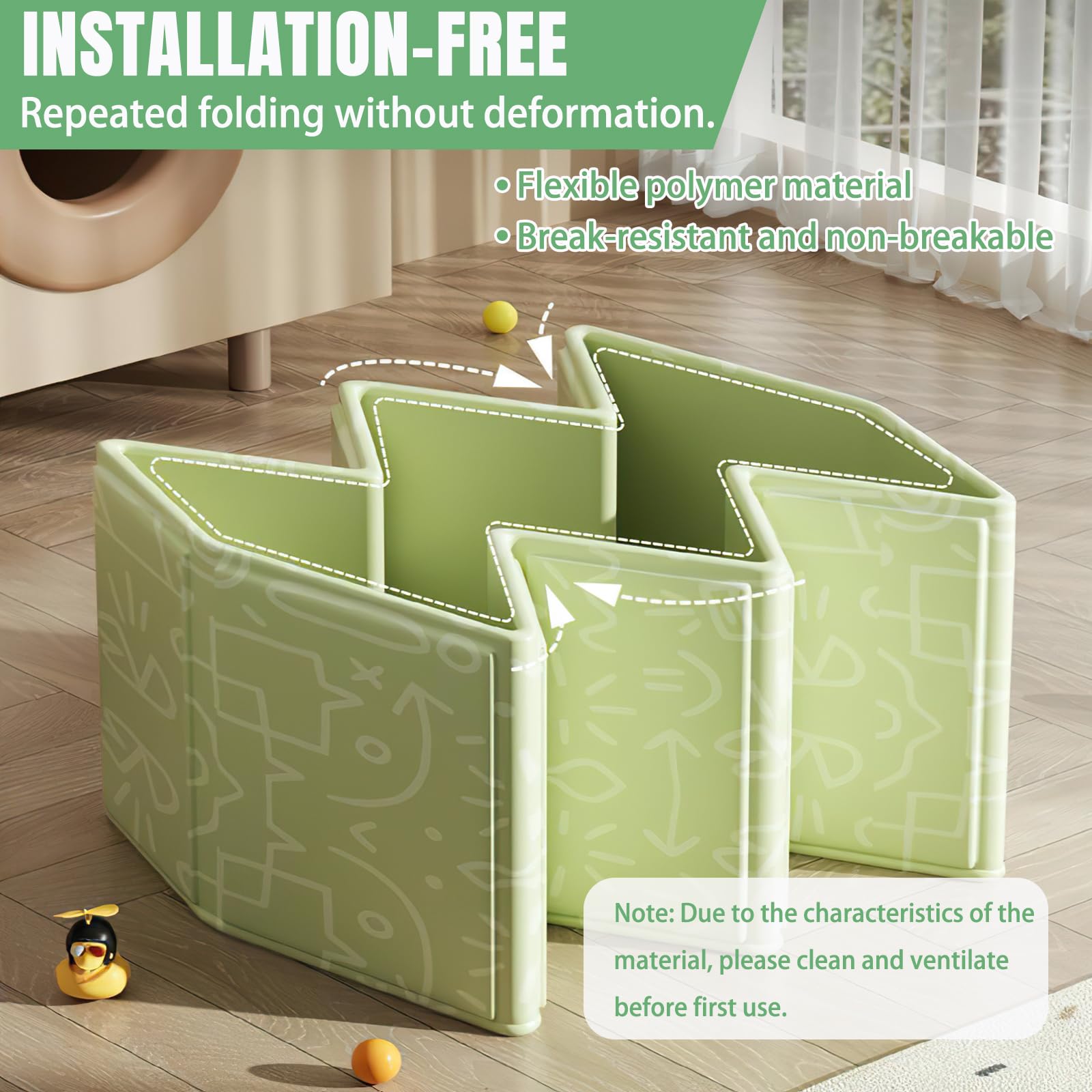 Vasca da bagno pieghevole, Vaschetta portatile per bambini – Salvaspazio e leggera, Con tappo di scarico, Vasca multifunzione per bambini 0-8 anni, Verde