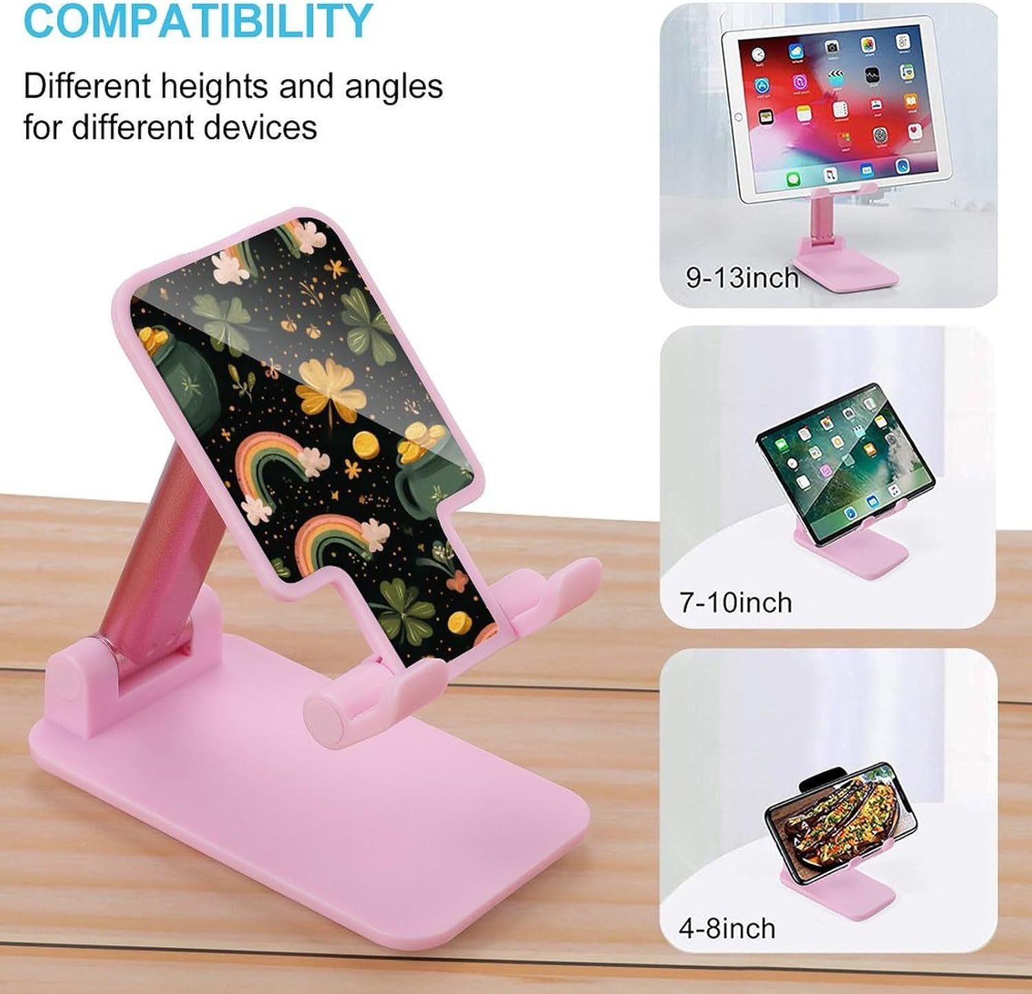 St Day Partick Coins Clovers Cell Phone Stand for Desk Phone Holder Mount image 3