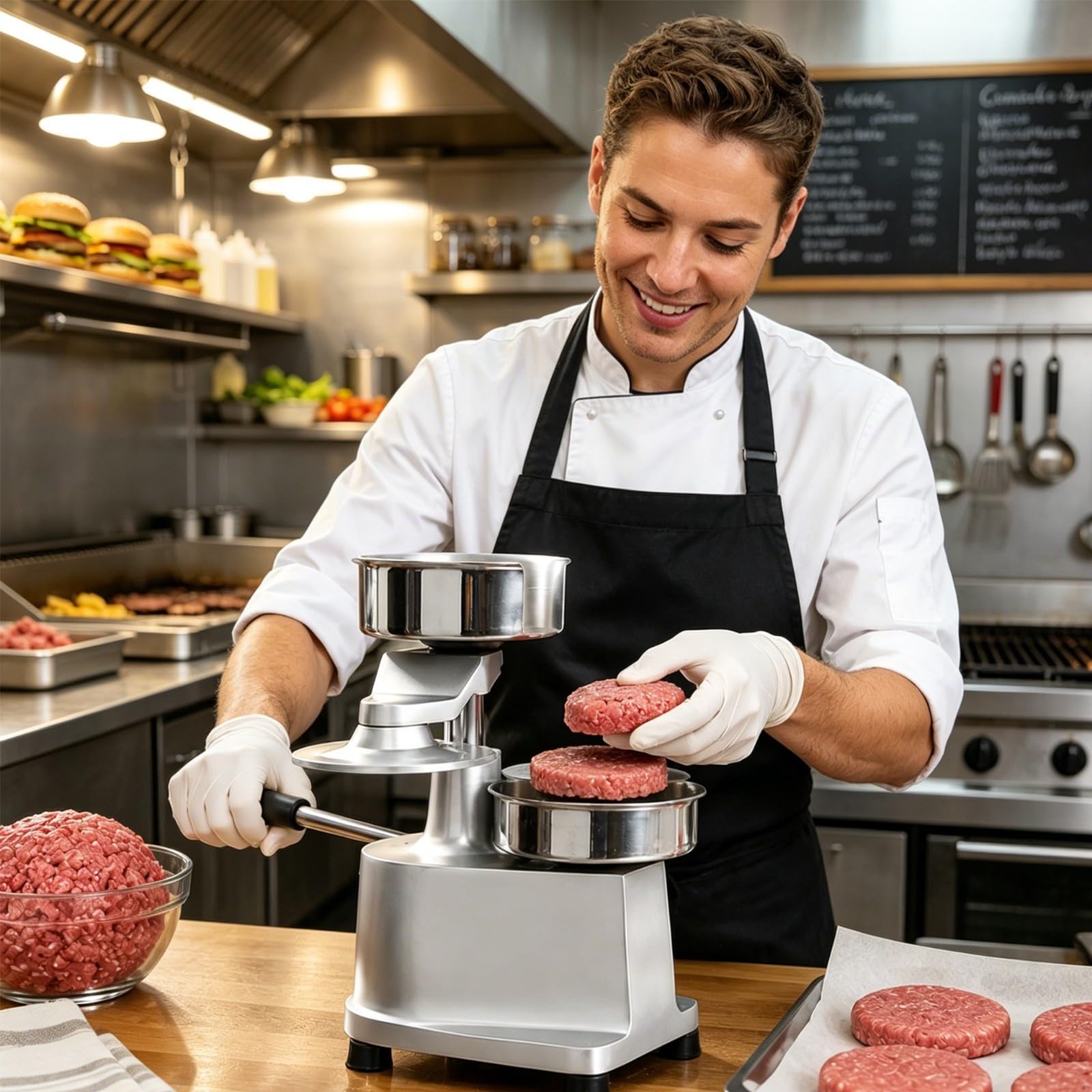 Manuelle Burgerpresse, Edelstahl Patty Maker mit 500 Papieren