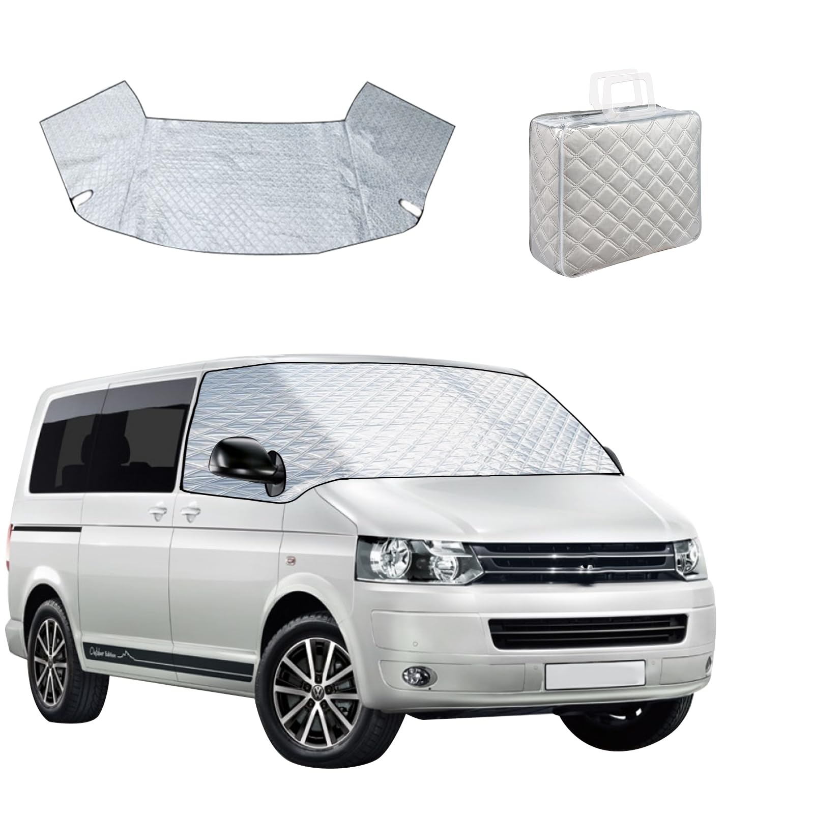 ZAYMDO Interne Thermische Blinde Set Vervanging voor VW T5 T6, Window Front Screen 100% Zwart Uit Zonnescherm Wrap Voorruit Cover ZAYMDO Interne Thermische Blinde Set Vervanging voor VW T5 T6, Window Front Screen 100% Zwart Uit Zonnescherm Wrap Voorruit Cover