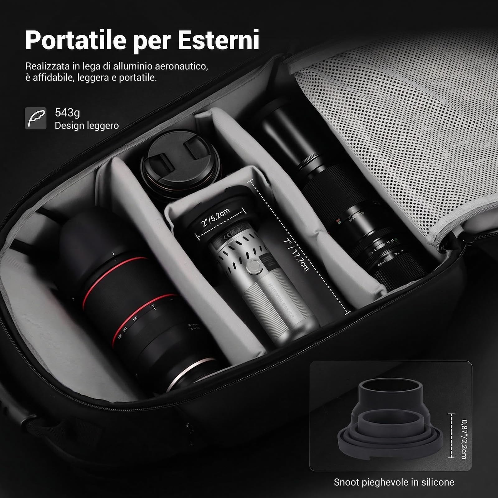 NEEWER BASICS Torcia Fotografica RGB da 20W con 4 Colori | 20 Filtri Gobo, Batteria Integrata da 49,95Wh, 6300K CRI95+ Faretto LED Portatile Luce Ambientale Tramonto per Video, FL20