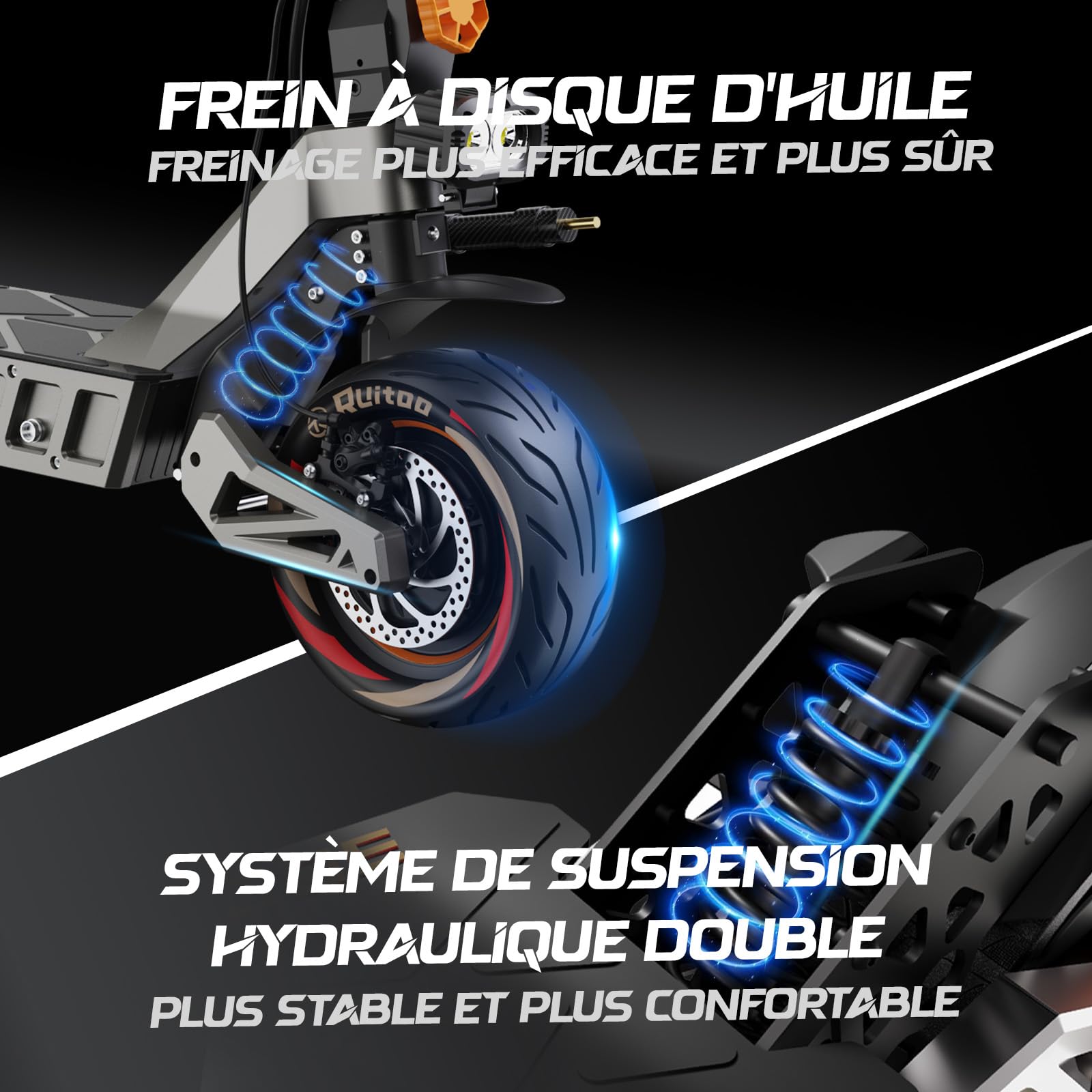 Trottinette Électrique Adulte, Scooter Électrique Pliable, 2 Moteurs, Batterie 60V 20.8Ah, Autonomie Max 60-70KM, Pneus Tout-Terrain 11 Pouces, 3 Modes de Vitesse, Affichage Intelligent