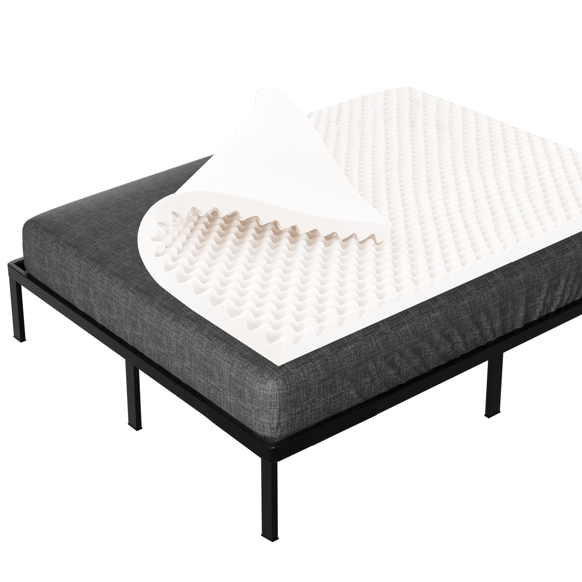 Treaton 2-inch Soft Foam Toppers with Convoluted Egg Shell Design | Extends Mattress Topper Life, Provides Proper Back Support and Relieves Pain, Improves Better Posture, Twin, Off-White-image-11