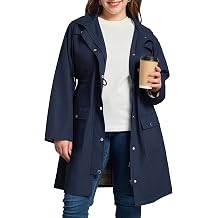 Kikibell Plus Size Rain Jackets for Women Raincoats Waterproof Windbreaker Jacket Hooded Outdoors Trench Coat with Pockets