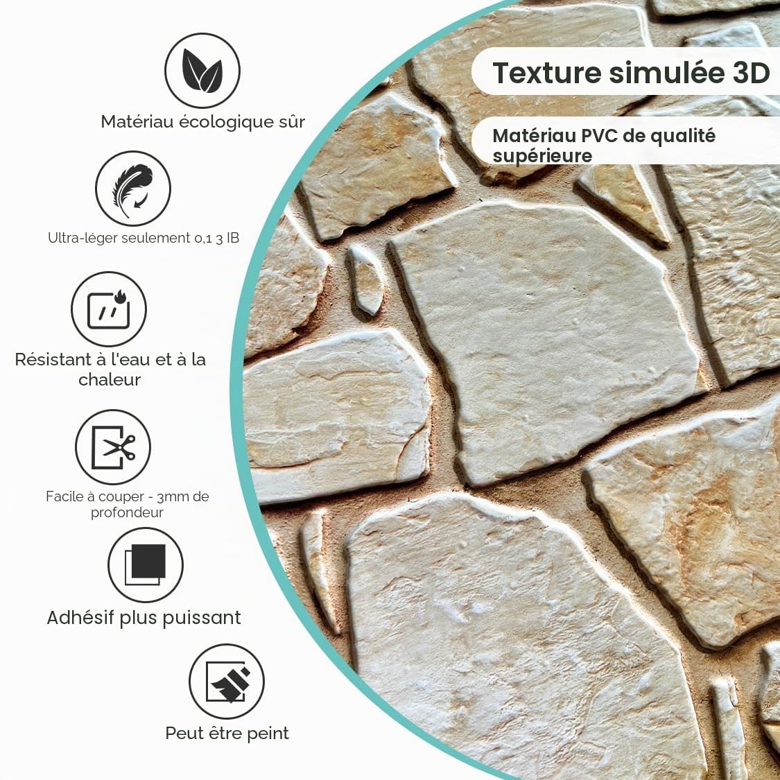 Commomy Panneaux Muraux 3D Effet Pierre Brique Autocollant, 10 Pièces, Papier Peint Brique Auto Adhesif Mural 3D, 30 x 30 cm, PVC Revêtement Mural Imperméable pour Salon Cuisine Cheminée Chambre