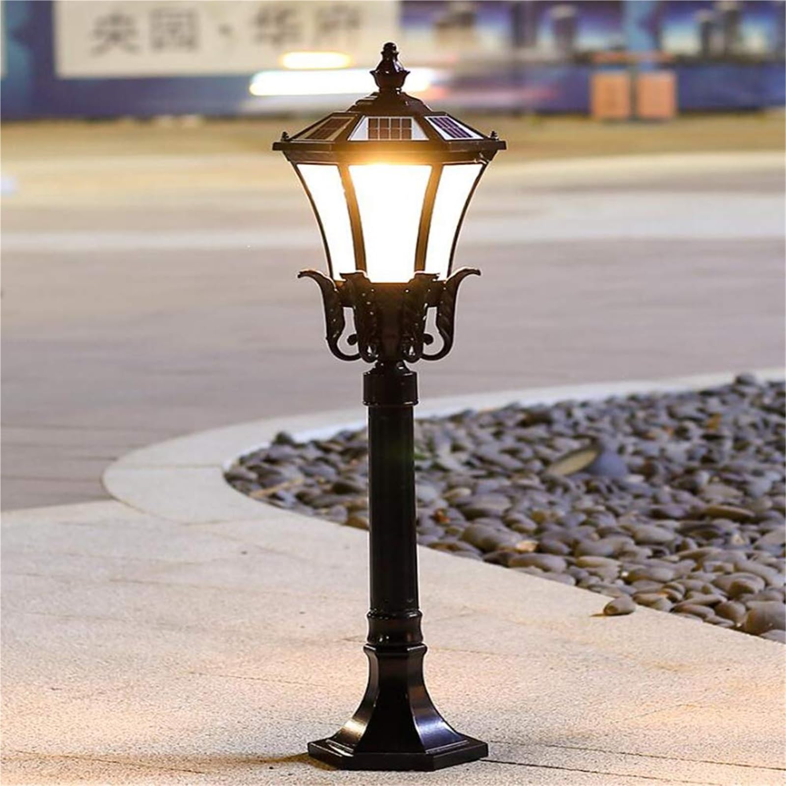 QUSYZD Solar Post Lights Lamp Post Lights Outdoor Creative Post Light Solar Aluminum Pole Light Led Super Bright Street Lamp Garden Villa Outdoor Waterproof Lawn Light,Noir-215CM