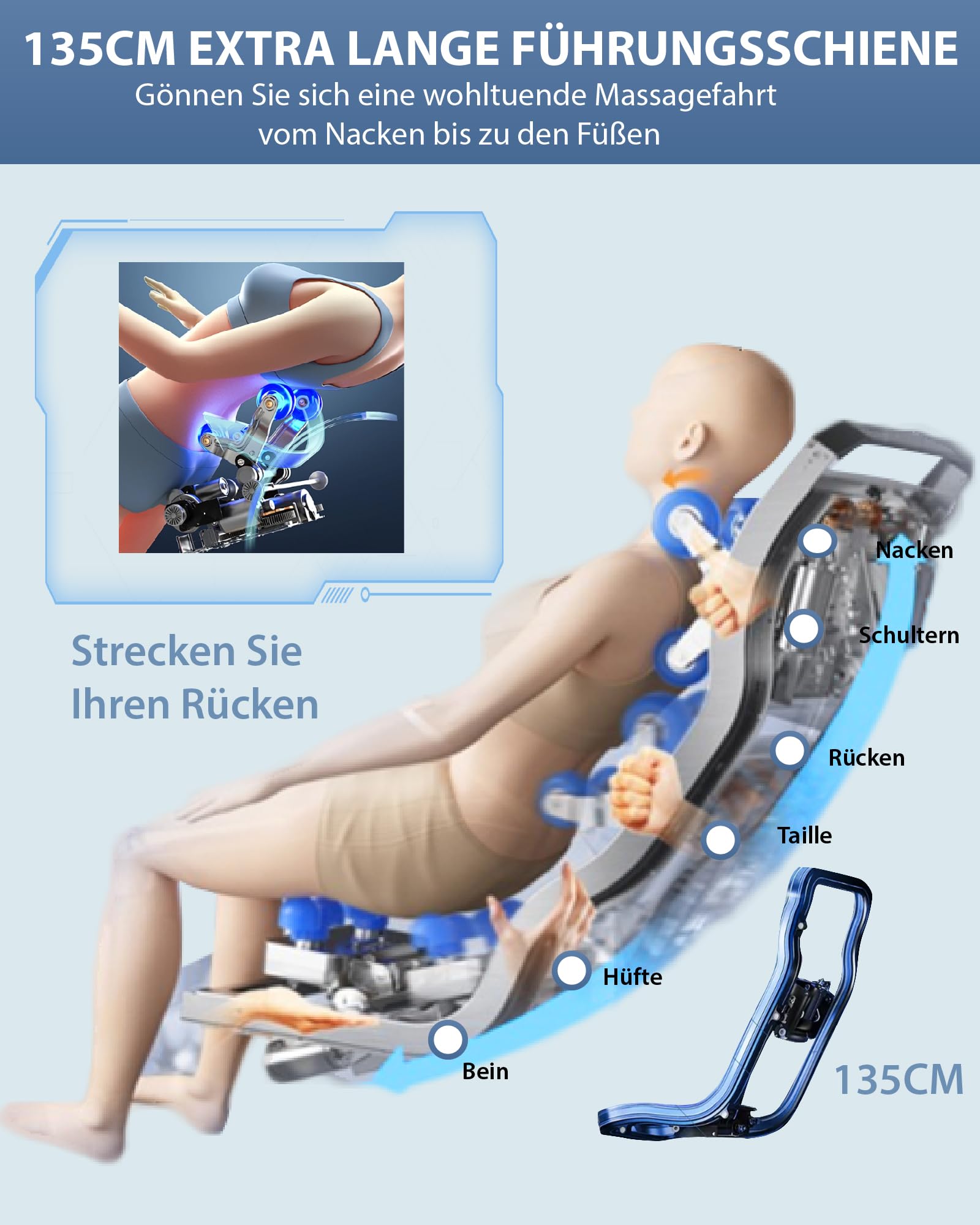 Massagesessel Ganzkörpermassage Shiatsu mit Wärmefunktion Massage Stuhl, Schwarz