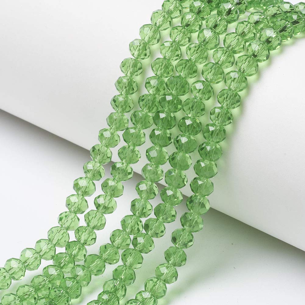 Cheriswelry 10 Strand Faceted Glass Beads Strands 8x6mm Lime Crystal Rondelle Spacer Loose Beads for Jewellery Crafts Making Hole:1mm, 16.14''