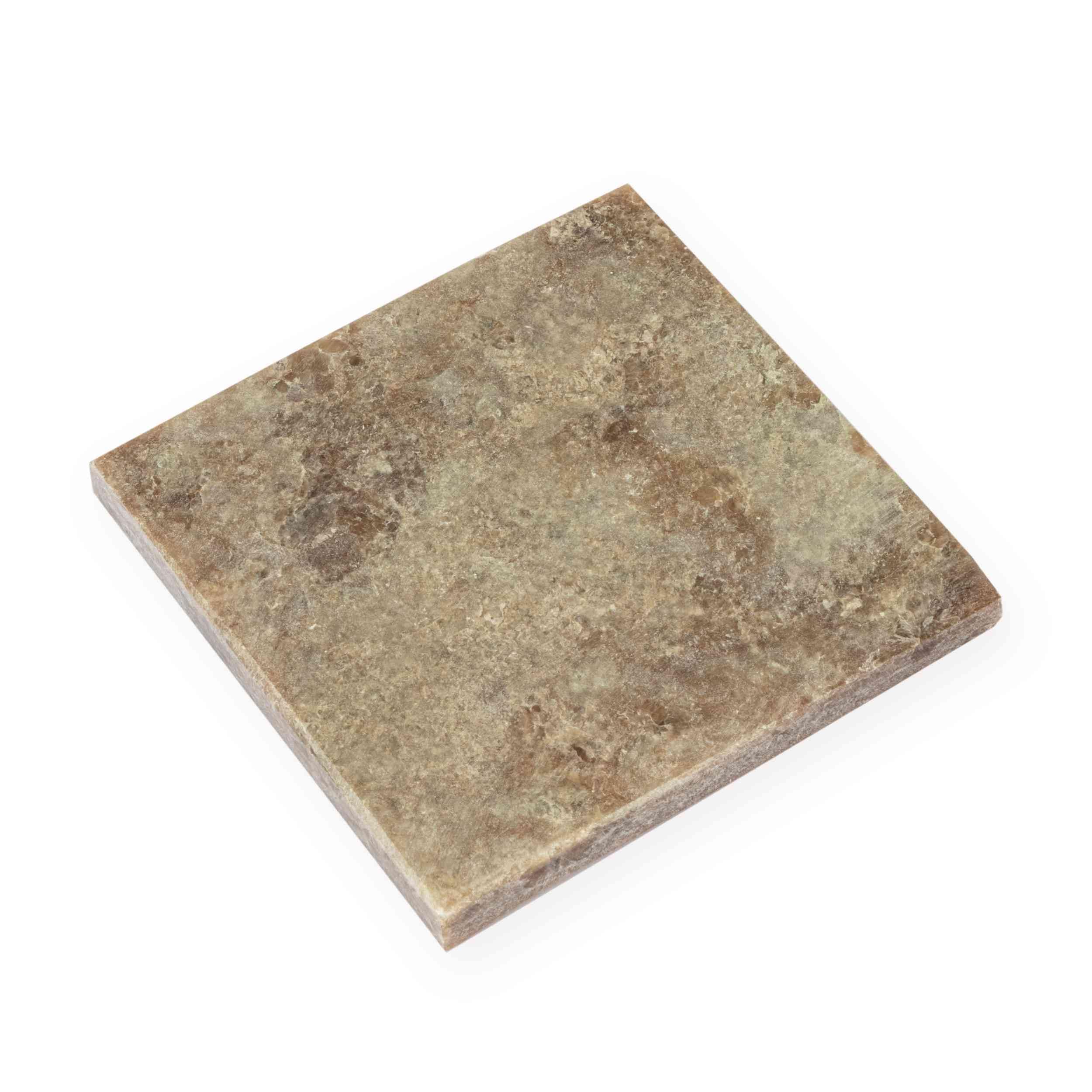 NKlaus Placa de alabastro de 8,5 x 8,5 cm, piedra natural para decoración y ahumar, resistente al calor, ideal como posavasos o placa para ahumar